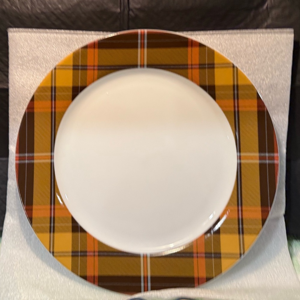 LAST ONE! New Williams Sonoma Autumn/Harvest Plaid Dinner Plate, 10 5/8”